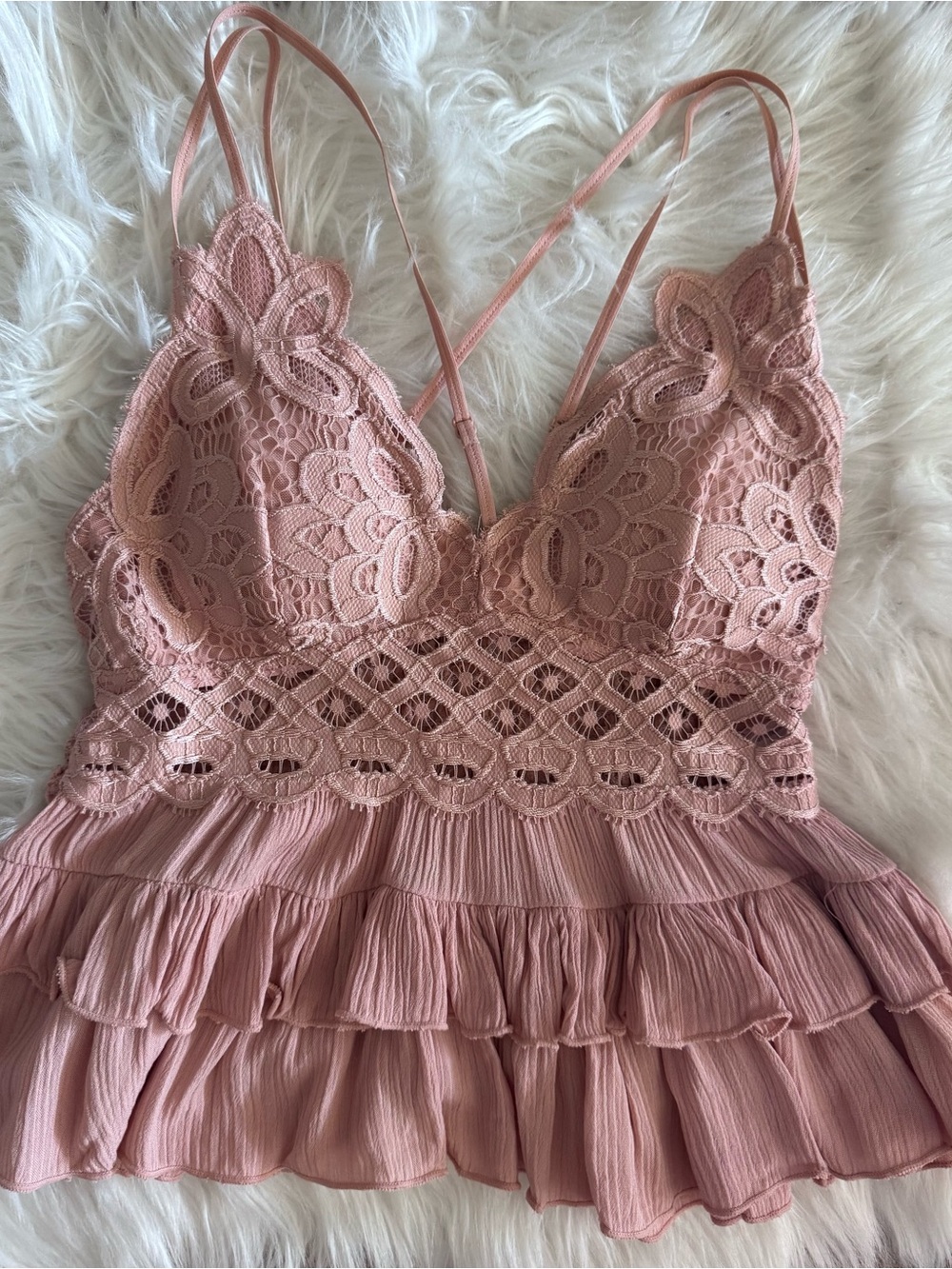 Anemone Dusty Rose Lace Ruffle Camisole